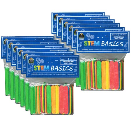 Teacher Created Resources STEM Basics Multicolor Mini Craft Sticks, 1200PK 20923